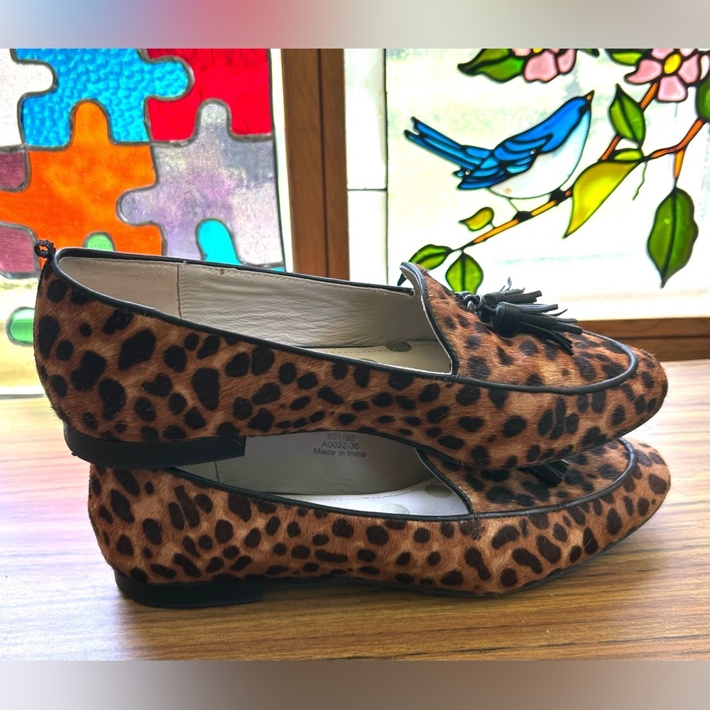 Boden Calf Hair Leopard Tassel Loafer Size 5.5 Animal‎ Print Ines Flats - Picture 6 of 10